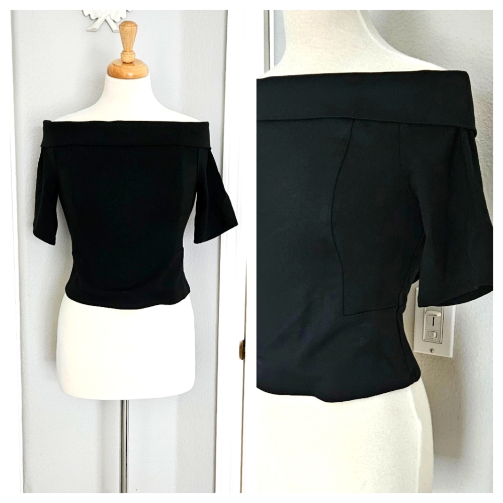 Black Off Shoulder Bad Girl Crop Top | Anthropologie Top | Pin Up Girl Blouse